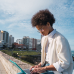 Young woman using her laptop.